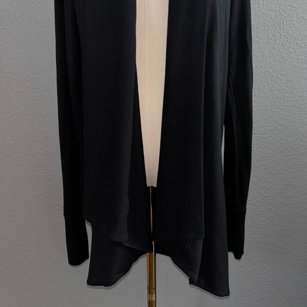 ATHLETA BLACK OPEN FRONT CARDIGAN STRETCHY KNIT COZY LIKE NEW SIZE - SMALL TALL - Picture 4 of 12